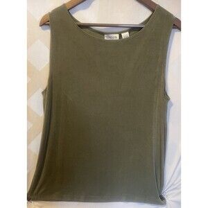 VTG CHICOS TRAVELERS Olive Green Side Slit Tank Top 3 XL Coastal Chic